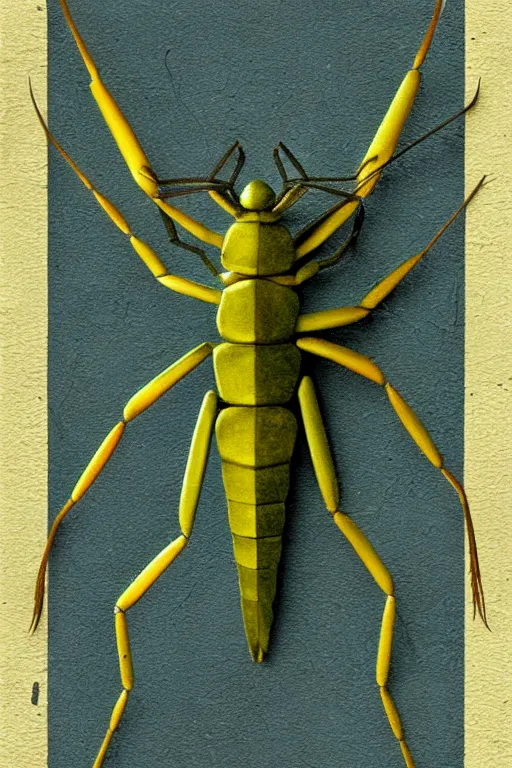 Image similar to mantodea, paper texture, by pandora sellars