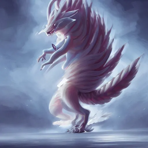 Image similar to pokemon ninetails, artstation greg rutkowski, cinematic, hyperrealist, digital art