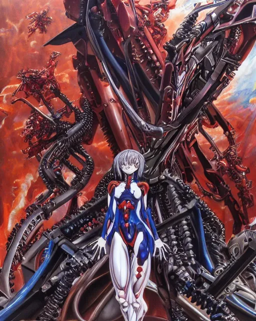 Image similar to evangelion by ayami kojima, biomechanical, 4 k, hyper detailed