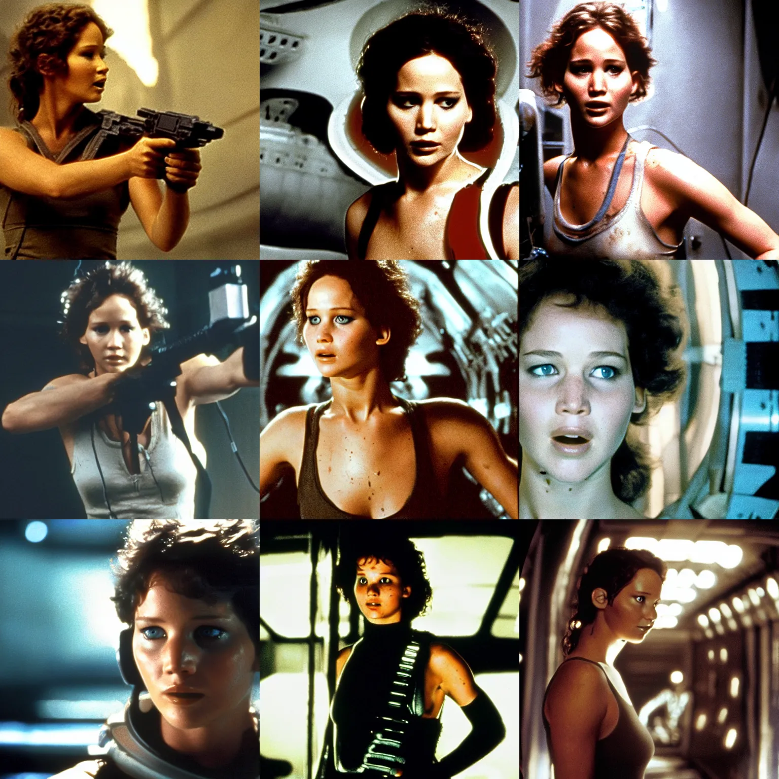 Prompt: jennifer lawrence as ripley in alien ( 1 9 7 9 )