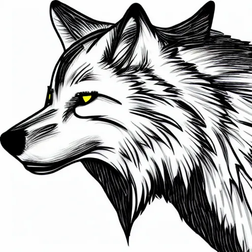 Image similar to wolf template base sketch, simple, no color, high quality, HD, 8K