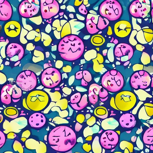 Image similar to floral pattern of pokeballs and mews for a desktop background