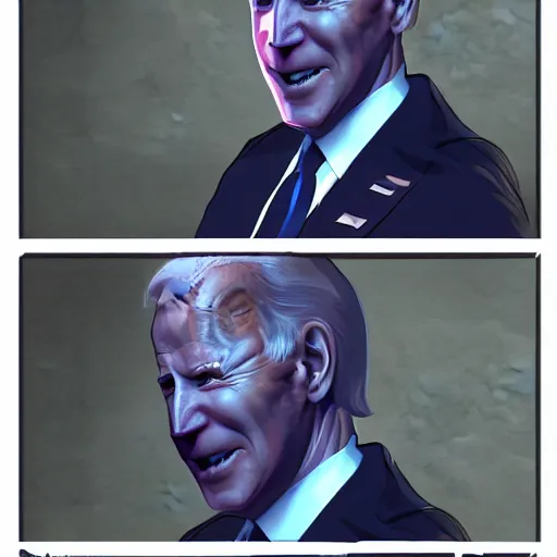 Prompt: President Joe Biden. Glowing eyes. Fantasy concept art. Best of ArtStation.