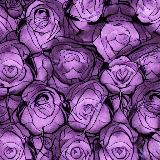Prompt: texture material made of purple roses sketch, ink drawing, style of Herbert Bayer