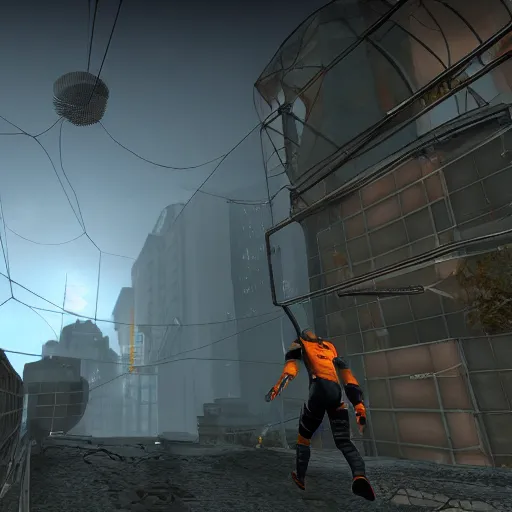 Image similar to Screenshot of Half-Life 3, running on Source 2, a crossover between Portal and Half-Life, next-gen graphics,