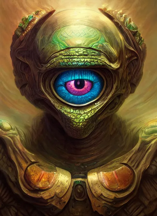 Image similar to prismatic mf doom reptile eyes, cosmic skin, centered, digital painting, artstation, concept art, smooth, sharp focus, illustration, artgerm, tomasz alen kopera, peter mohrbacher, donato giancola, joseph christian leyendecker, wlop, frank frazetta