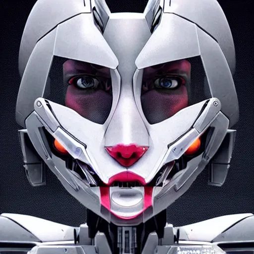 Image similar to symmetry!! a female transformer with full lips, hollowed down turned eyes!! very symmetrical face, cybernetic and highly detailed, by steven zavala, by matt tkocz, by shane baxley, transformers cinematic universe, pinterest, deviantart, artstation _ h 7 5 0