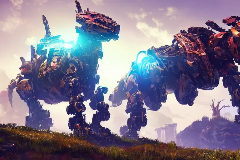 Image similar to clamberjaw machine mecha animal beast robot of horizon forbidden west horizon zero dawn bioluminiscence global illumination ray tracing hdr fanart arstation by sung choi and eric pfeiffer and gabriel garza and casper konefal