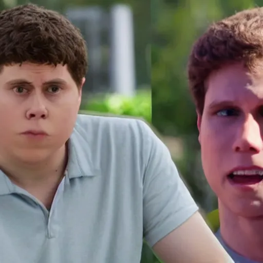 Image similar to Live Action Still of Jerma in Superbad, real life, hyperrealistic, ultra realistic, realistic, highly detailed, epic, HD quality, 8k resolution, body and headshot, film still