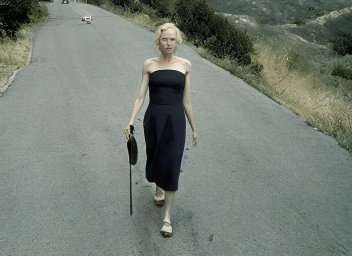 Image similar to Naomi Watts walking Mulholland Drive, Gregory Crewdson, Joel Sternfeld