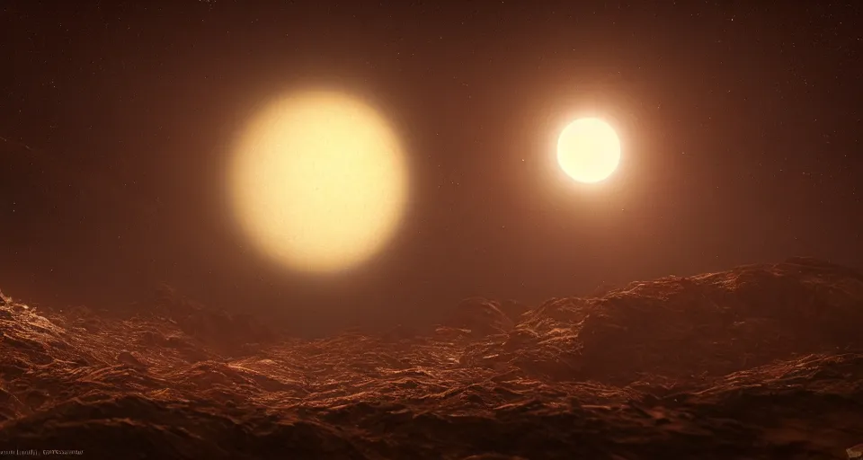 Prompt: a small brown planet from a distance, telescope view, concept art, high detail, intimidating, cinematic, Artstation trending, octane render