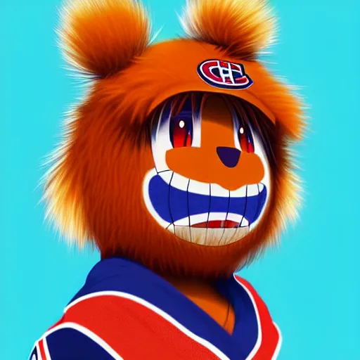 Image similar to anime Portrait of Youppi the Habs Montreal Canadiens Mascot as a very cute powerful and friendly pokemon, highly detailed anime, smooth, sharp focus, dynamic lighting, intricate, trending on ArtStation, illustration pokemon, art by WLOP