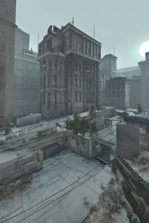 Image similar to Combine Citadel from Half Life 2 in a utopian setting, rendered in unreal engine 5