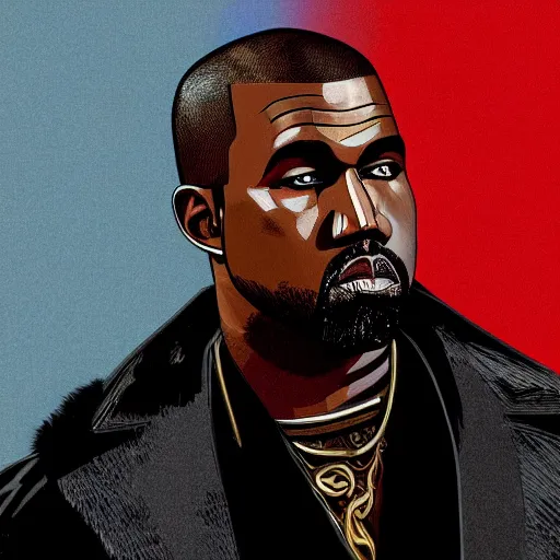 Prompt: portrait of kanye west in stephen bliss illustration red dead redemption 2 artwork of kanye west, in the style of red dead redemption 2 loading screen, by stephen bliss