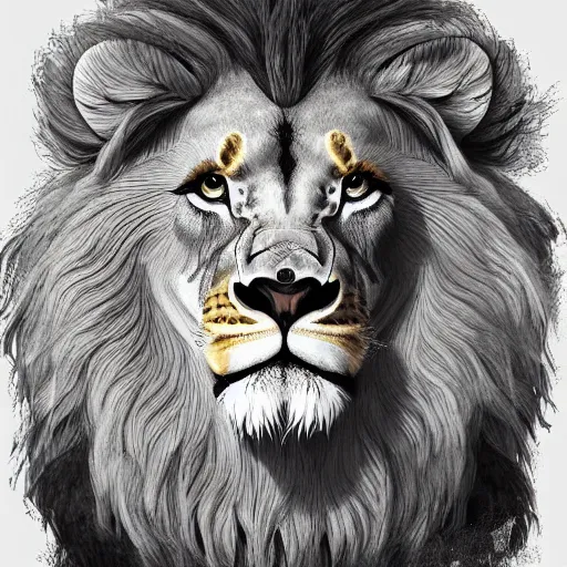 Prompt: lion, zebra, digital art, trening on artstation, high quality