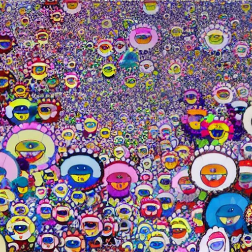 Image similar to a surreal landscape by takashi murakami