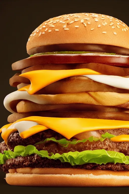 Image similar to tallest mcdonalds hamburger, commercial photography