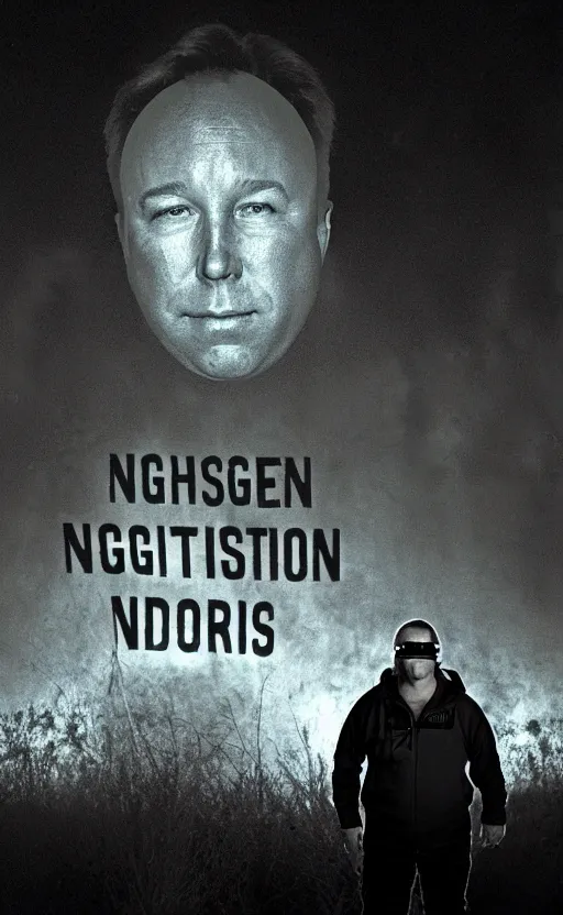 Prompt: nightvision alex jones, eerie vibe