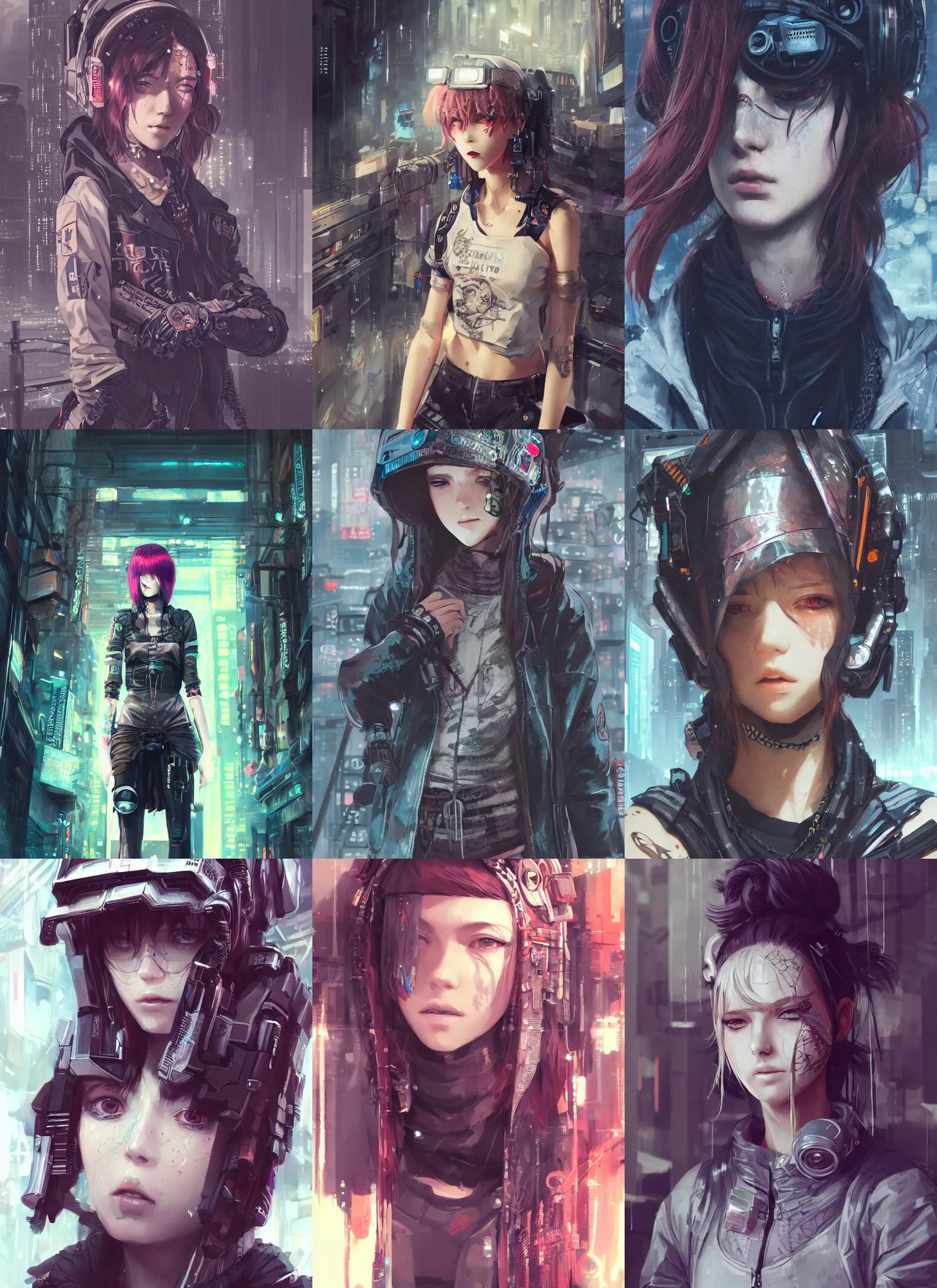 Prompt: very cool girl wearing cyberpunk intricate streetwear, beautiful, detailed portrait, intricate complexity, cell shaded, concept art, by krenz cushart, kyoto animation, wlop. 4 k, beautiful, cinematic dramatic atmosphere