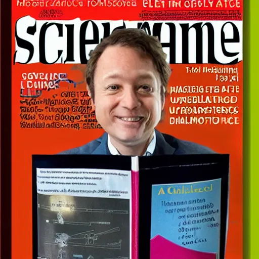 Image similar to science magazine from 2 0 2 8 opened on a table