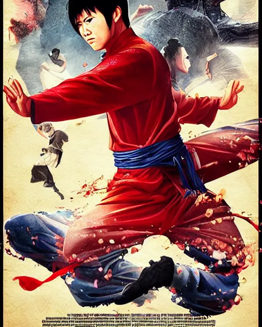 Prompt: a movie about kungfu, movie poster, anime art, smooth