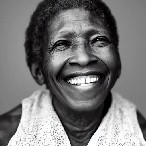 Prompt: A beautiful portrait of your mother smiling sweetly by Robert Johnson