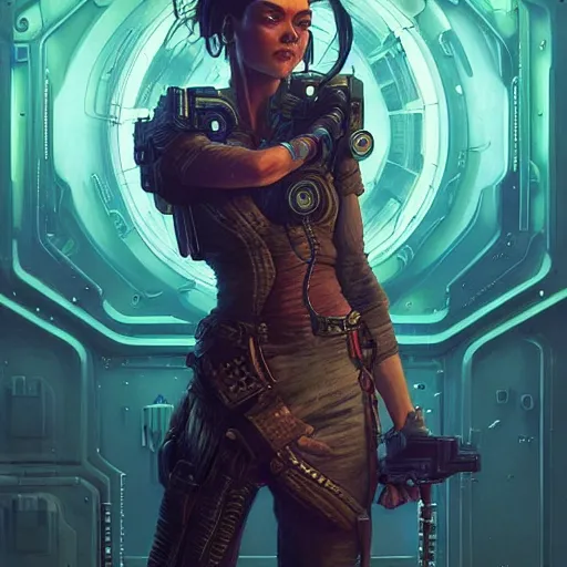 Image similar to character portrait of a retrofuturistic forg, dystopian cyberpunk steampunk soviet mood, intricate, wild, highly detailed, digital painting, artstation, upper body, concept art, smooth, sharp focus, illustration, art by artgerm and greg rutkowski and alphonse mucha