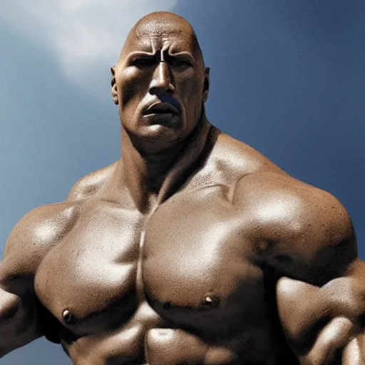 Prompt: Greek statue depicting Dwayne The Rock Johnson, photorealistic