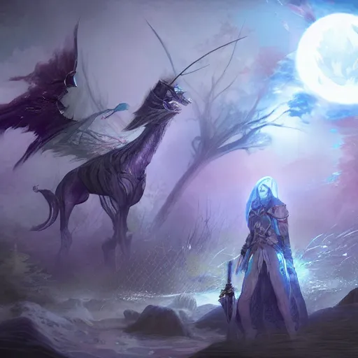 Image similar to Fantasy MMO, ghostly quest bringer, digital art, 4k