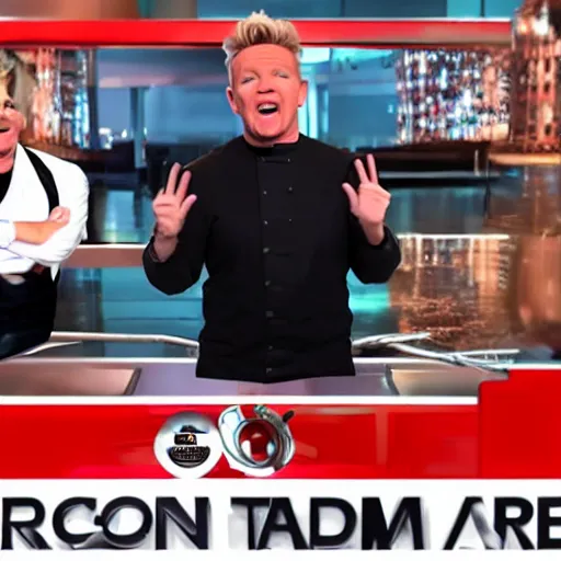 Prompt: gordon ramsay yelling and shouting at donald trump