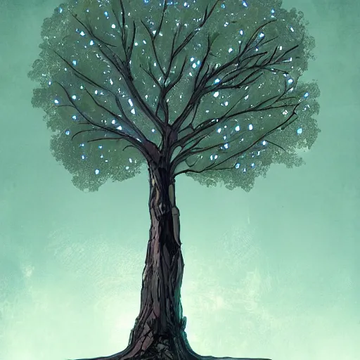 Prompt: lightening tree, concept art, digital art