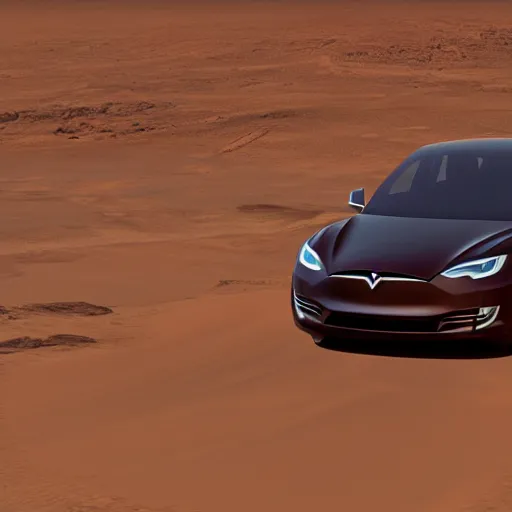 Prompt: elon musk driving a tesla on mars, sharp, detailed face, 8 k, octane render