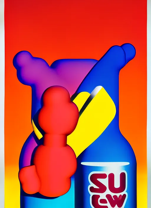 Image similar to cola bottle by shusei nagaoka, kaws, david rudnick, airbrush on canvas, pastell colours, cell shaded, 8 k