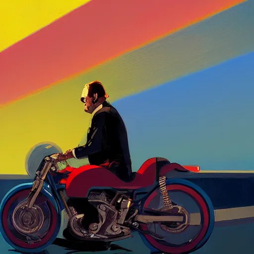 Image similar to 🌈 abstract motorcycle engine portrait of jack nicholson by atey ghailan and edward hopper