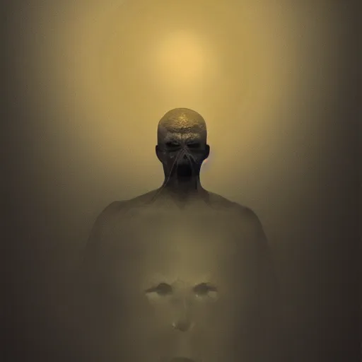 Image similar to a head replaced with a spider's abdomen, illustrated by zdzislaw beksinski, golden ratio, centered, trending on artstation, 4 k, 8 k, foreboding atmosphere, eerie self - portrait, cgsociety contest winner