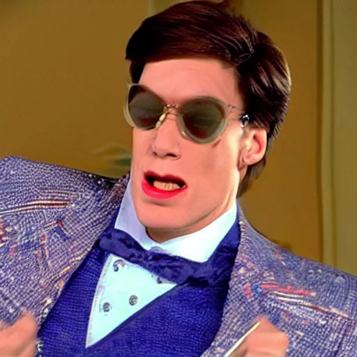 Image similar to Live Action Still of Jerma985 in Austin Powers, real life, hyperrealistic, ultra realistic, realistic, highly detailed, epic, HD quality, 8k resolution, body and headshot, film still