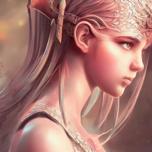 Prompt: teen elf girl, pointy ears, gorgeous, amazing, elegant, intricate, highly detailed, digital painting, artstation, concept art, sharp focus, illustration, art by Ross tran