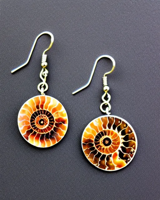 Image similar to ammonite fossil, 2 d lasercut earrings,