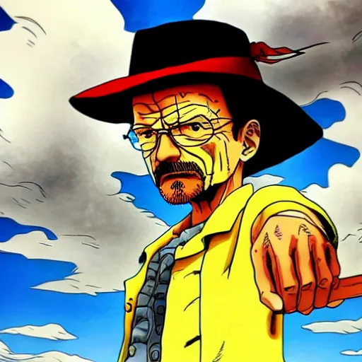 Image similar to walter white as luffy