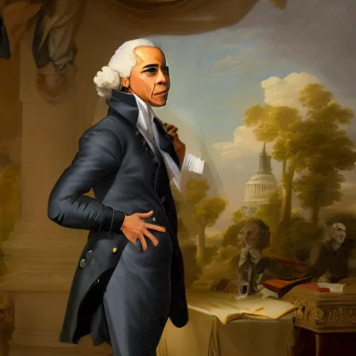 Image similar to president obama in the style of joseph ducreux