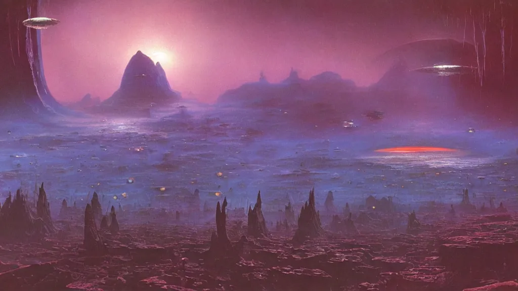 Image similar to otherworldly atmosphere of an evolving alien planet by arthur haas and bruce pennington and paul lehr, cinematic matte painting