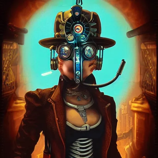 Image similar to Lofi Steampunk Cyberpunk Bioshock Pokemon portrait Pixar style by Tristan Eaton Stanley Artgerm and Tom Bagshaw.