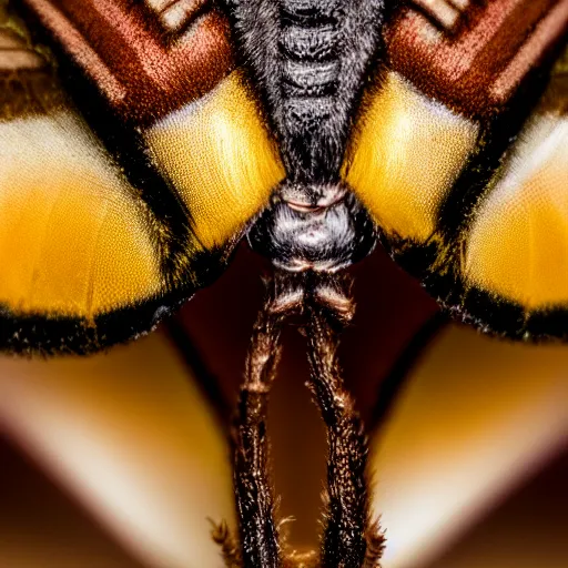 Image similar to macro shot of a moth face, closeup, 4k