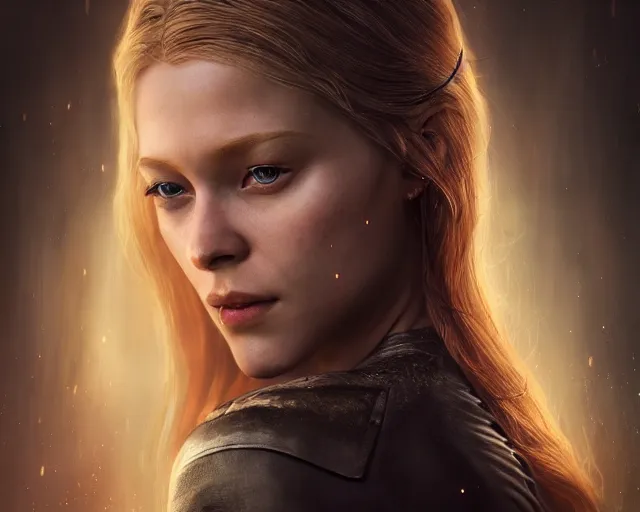 Image similar to epic cinematic shot of beautiful scandinavian princess with symmetrical face stunning eyes and long blonde dodging bullets in matrix bullettime, weta disney pixar, hi - fructose, decadent highly - detailed digital painting, golden ratio, octane render, artstation, cinematic composition, smooth, sharp focus, artgerm, mucha, loish, wlop hdr