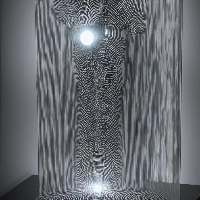 Prompt: , light sculpture optical illusion, by h. r. giger