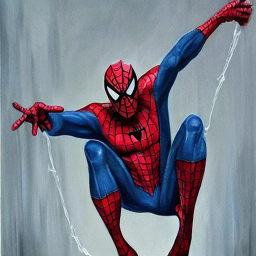 Prompt: gandalf as spiderman, painting