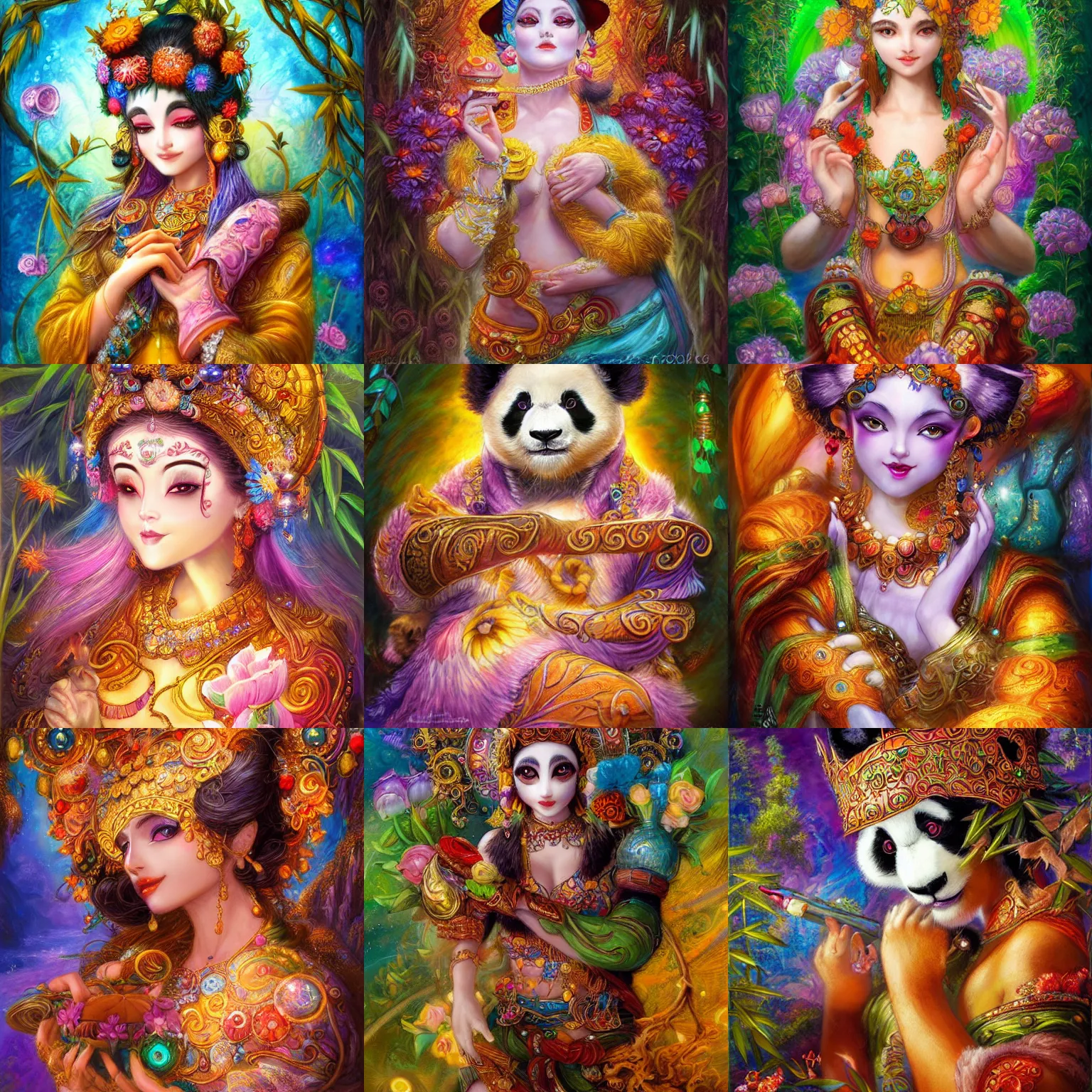 Prompt: panda goddess by senior concept artist josephine wall trending on artstation