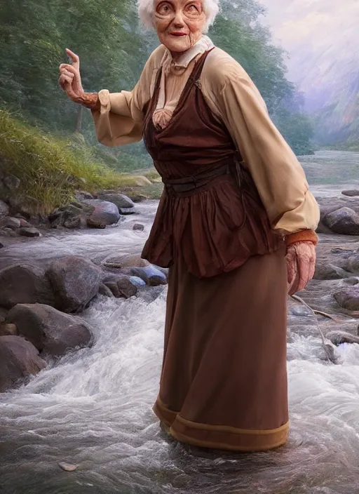 Image similar to photo of a gorgeous old young woman dressed as a man, climbing a river in the style of stefan kostic, realistic, sharp focus, 8k high definition, insanely detailed, intricate, elegant, art by stanley lau and artgerm