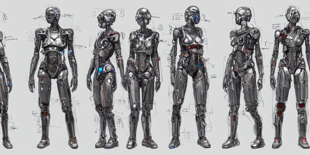 Prompt: hyperrealistic concept sheet of cyborg police assisting a concept machine in the style of Jin Kagetsu, patricia piccinini, James Jean and wlop, highly detailed, masterpiece, award-winning, sharp focus, intricate concept art, ambient lighting, 8k, artstation