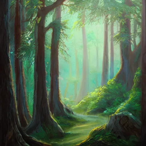 Image similar to a beautiful painting of a forest by liang mark. trending on artstation